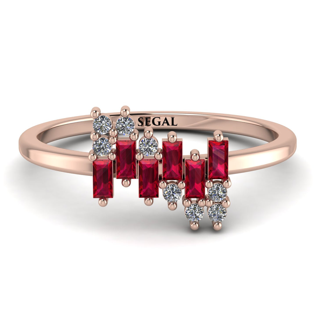 Baguette And Round Ruby Band - Daniela No. 11