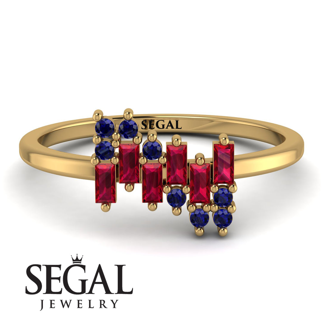 Baguette And Round Ruby Band - Daniela No. 70