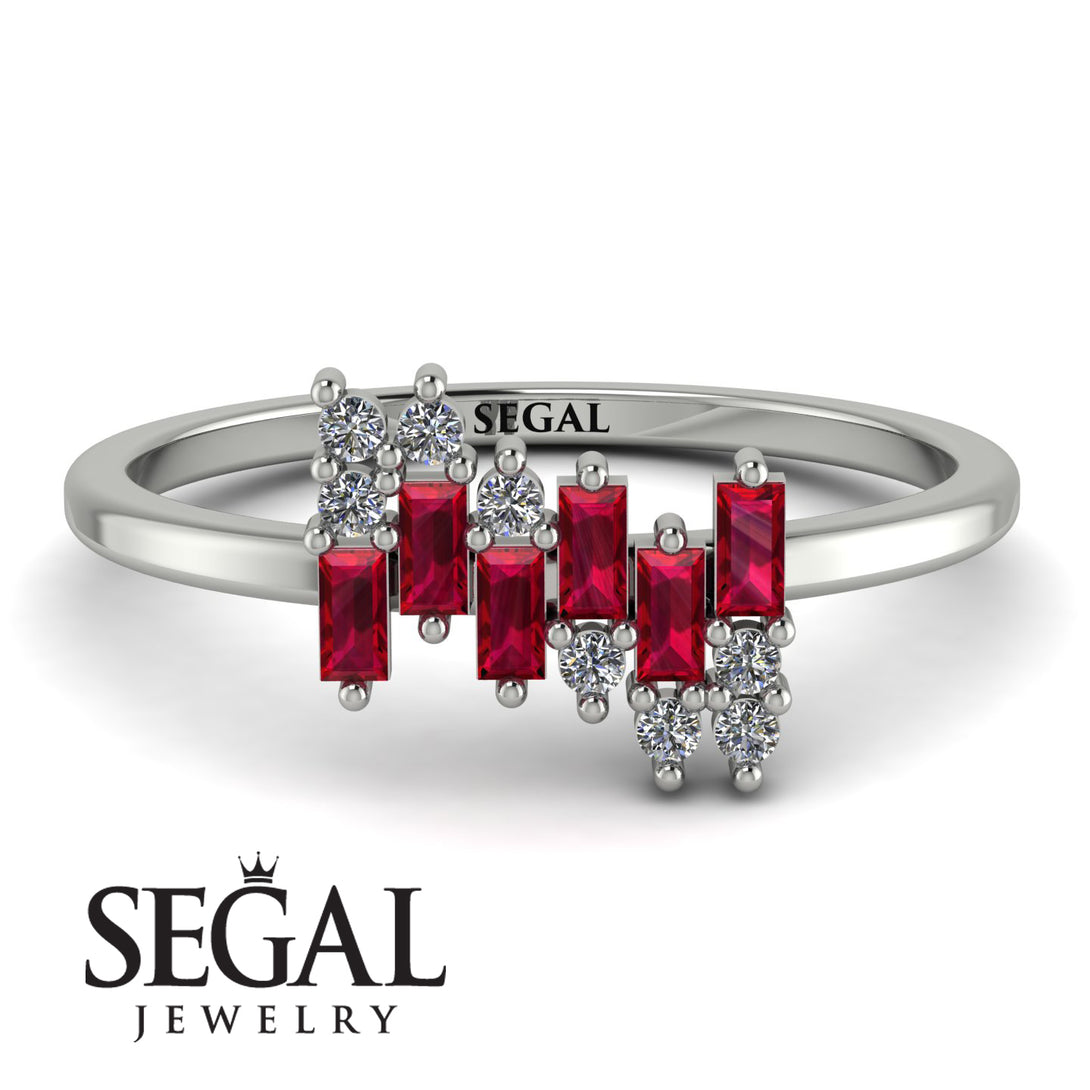 Baguette And Round Ruby Band - Daniela No. 12