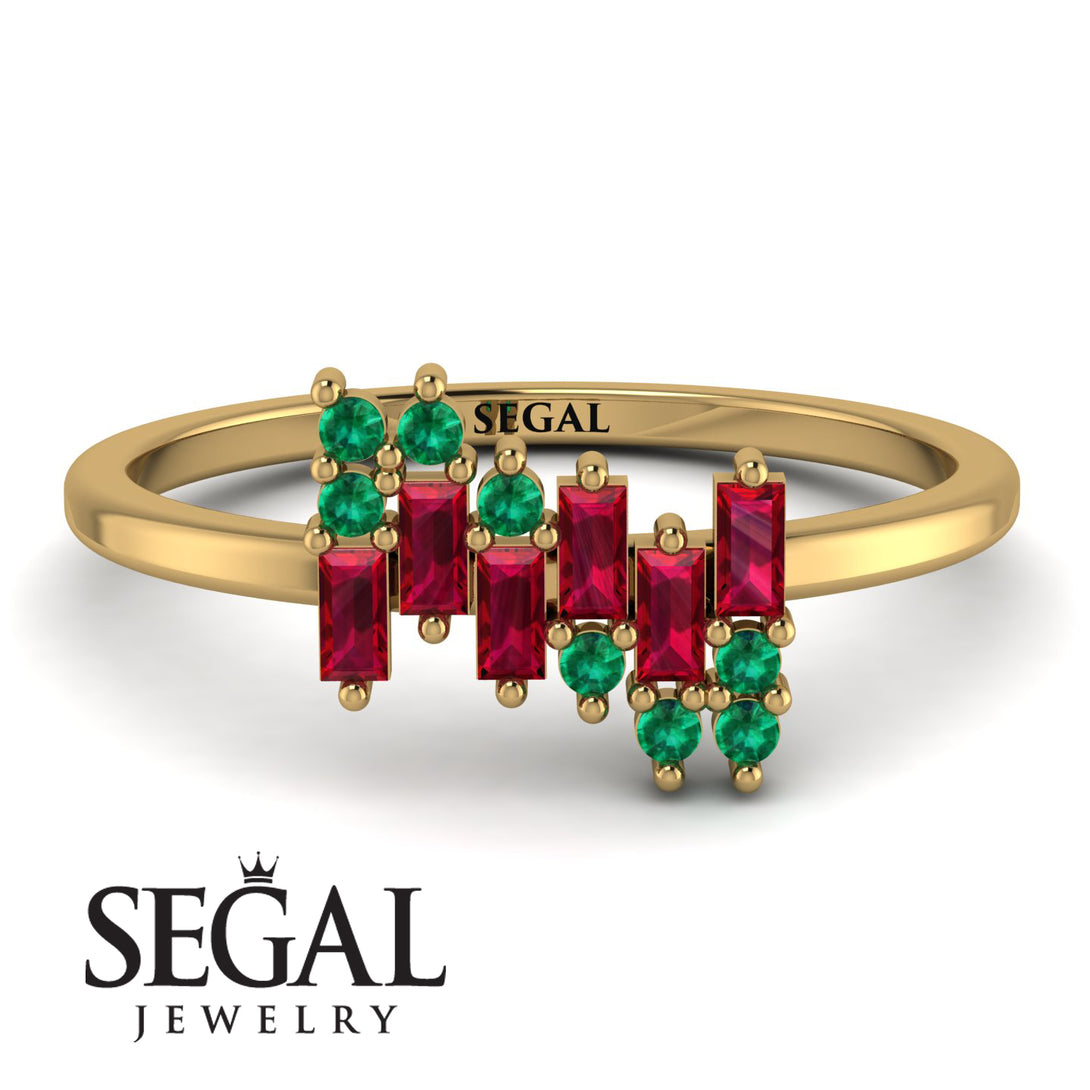 Baguette And Round Ruby Band - Daniela No. 25