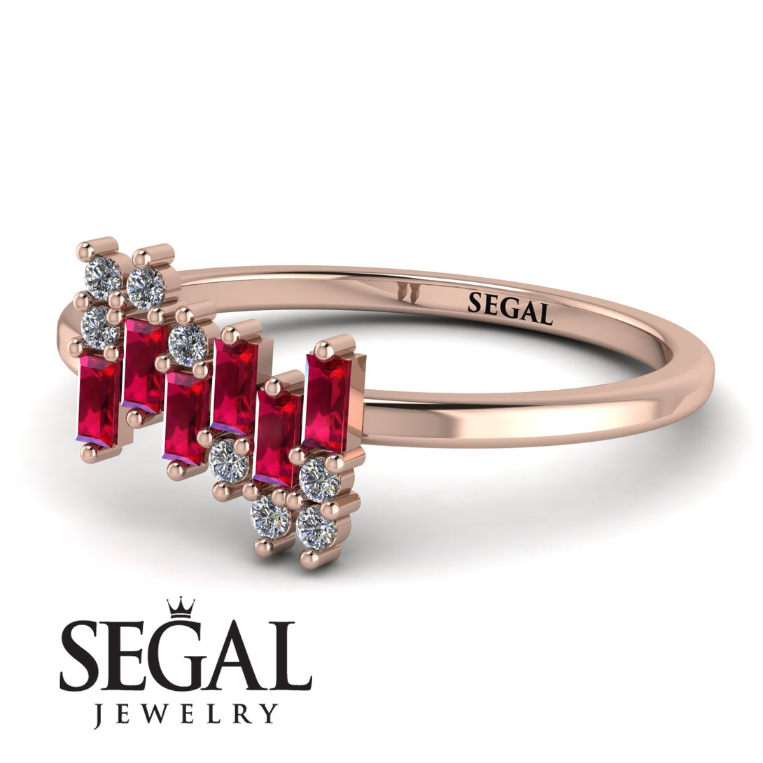Baguette And Round Ruby Band - Daniela No. 11