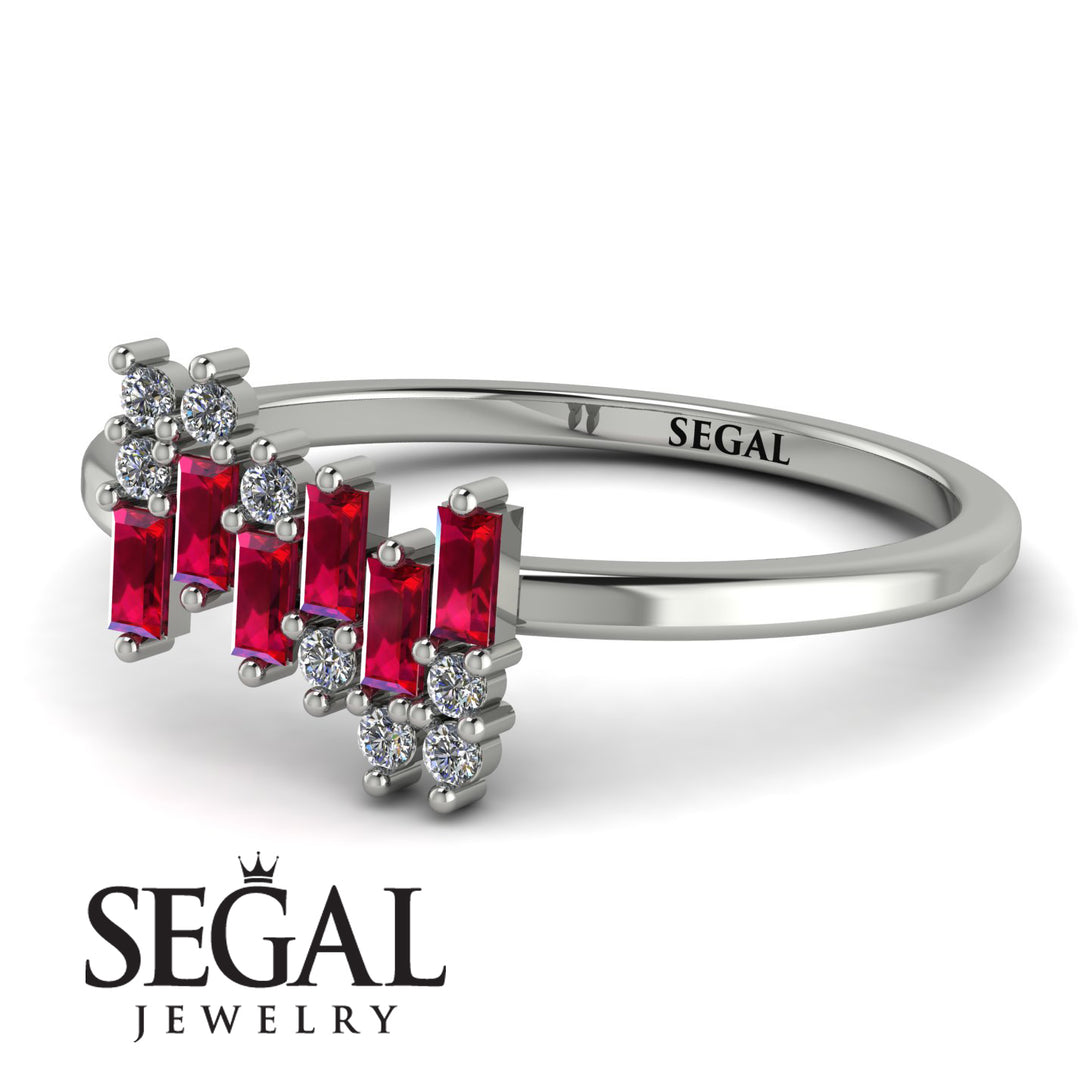 Baguette And Round Ruby Band - Daniela No. 12