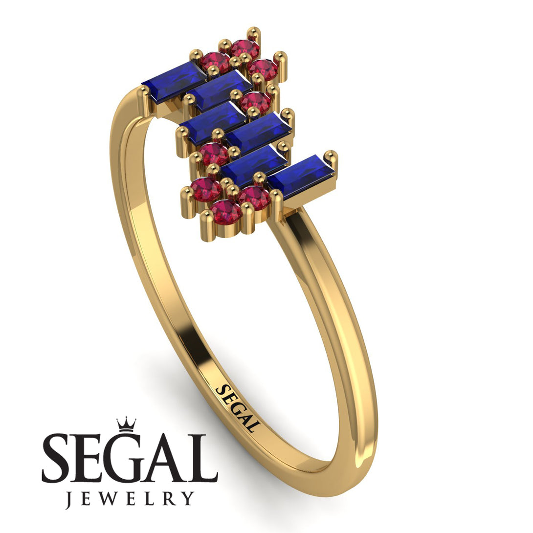 Baguette And Round Sapphire Band - Daniela No. 58