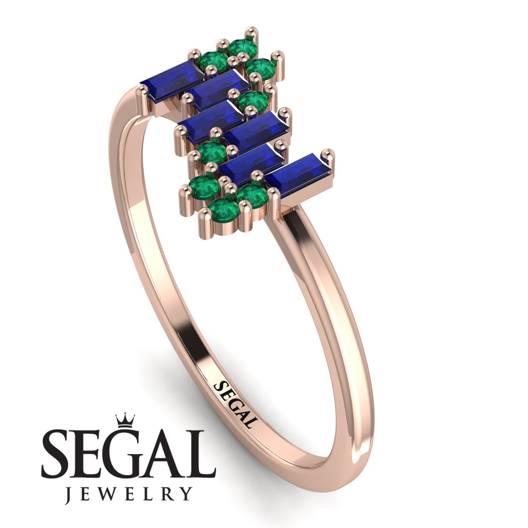 Baguette And Round Sapphire Band - Daniela No. 29