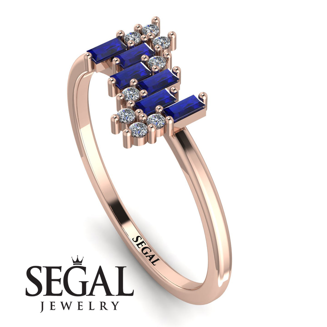 Baguette And Round Sapphire Band - Daniela No. 14