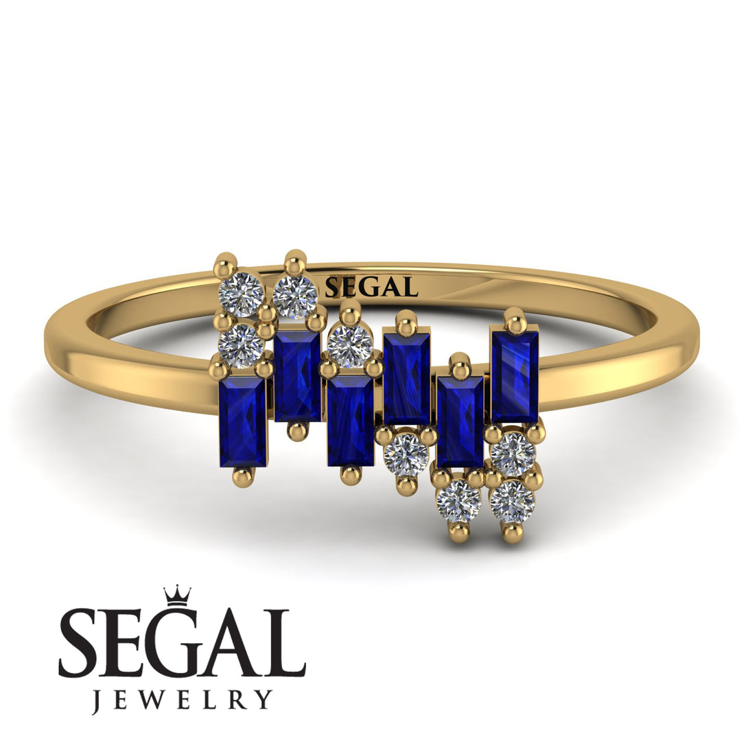 Baguette And Round Sapphire Band - Daniela No. 13