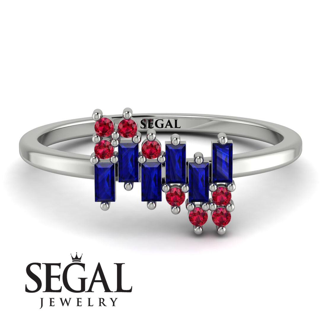 Baguette And Round Sapphire Band - Daniela No. 60