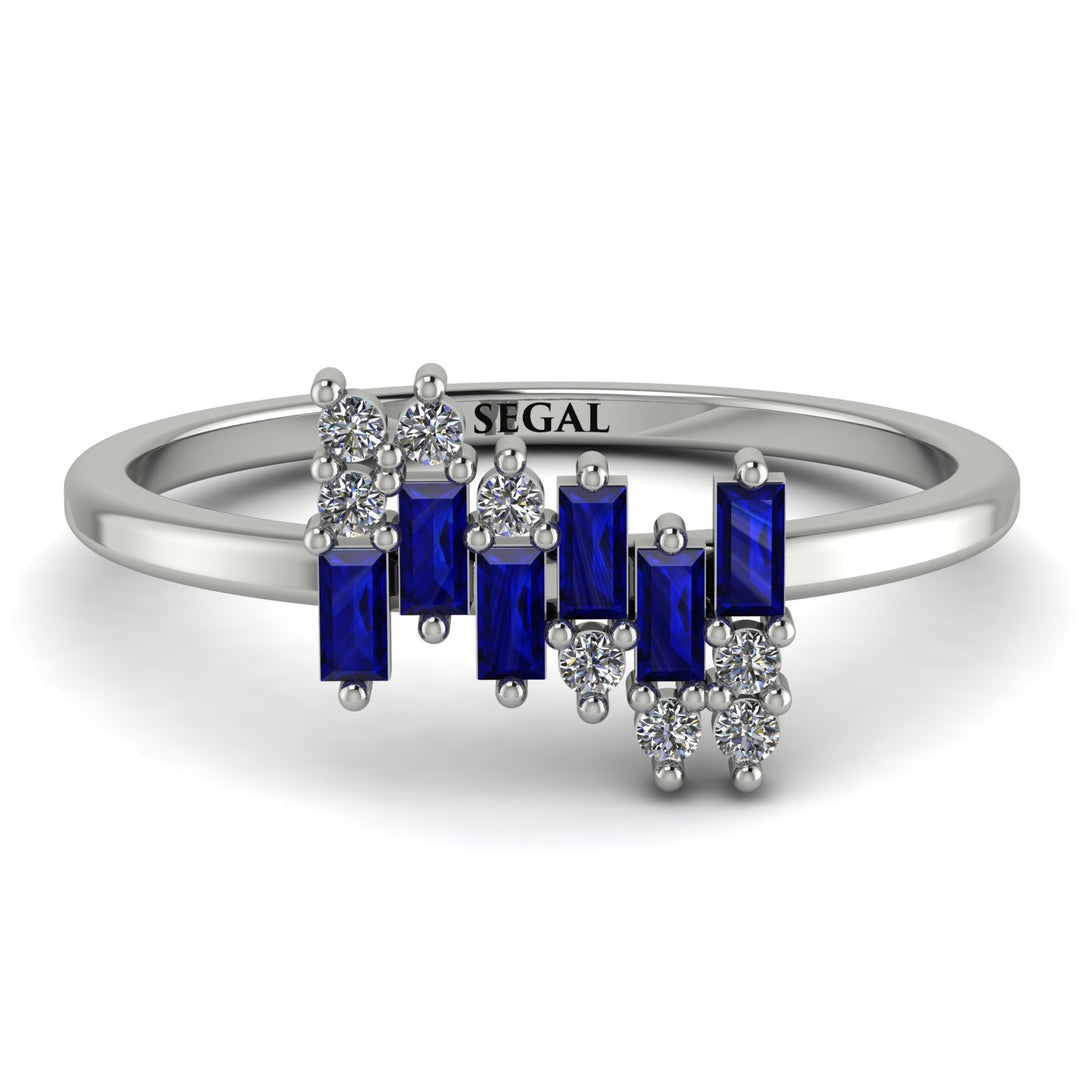 Baguette And Round Sapphire Band - Daniela No. 15