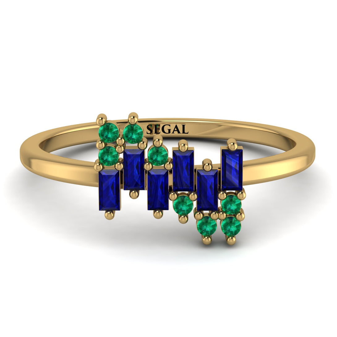 Baguette And Round Sapphire Band - Daniela No. 28