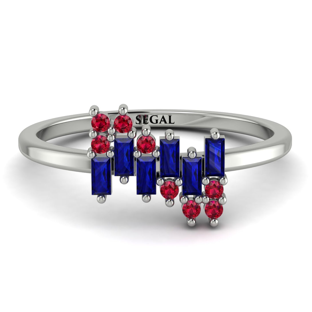 Baguette And Round Sapphire Band - Daniela No. 60