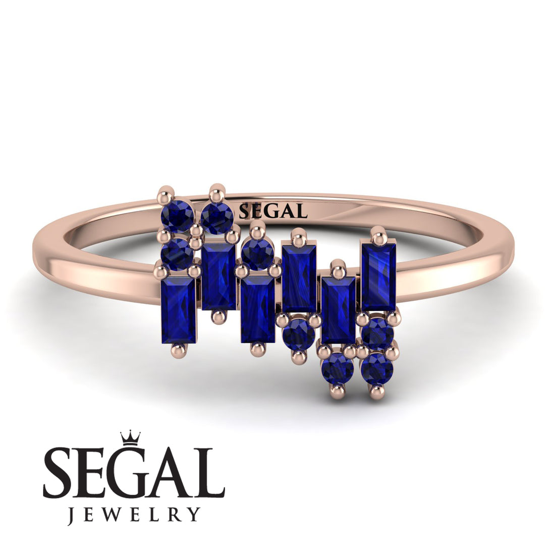 Baguette And Round Sapphire Band - Daniela No. 74