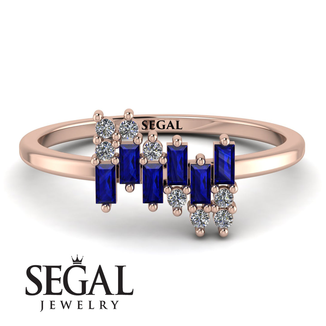Baguette And Round Sapphire Band - Daniela No. 14