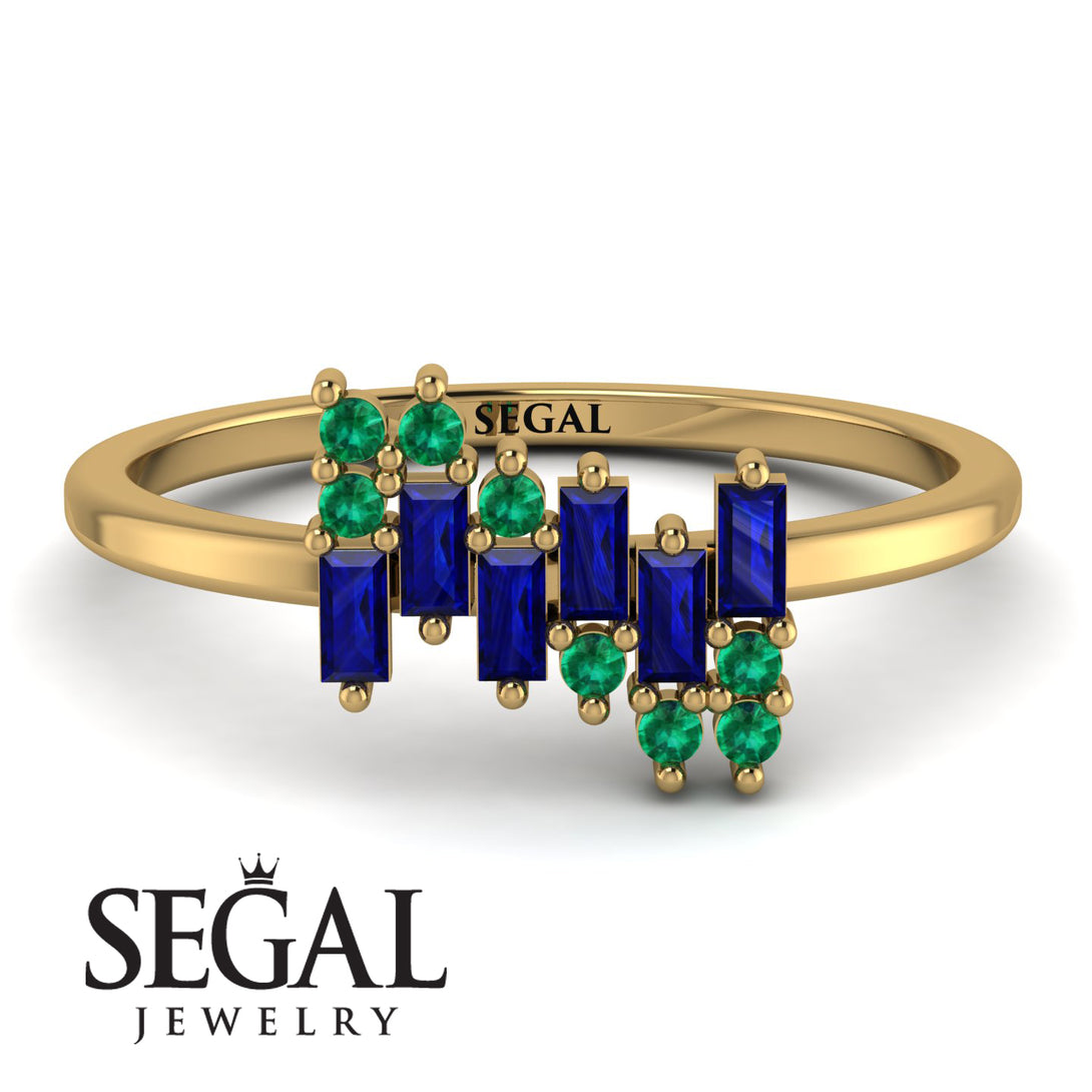 Baguette And Round Sapphire Band - Daniela No. 28