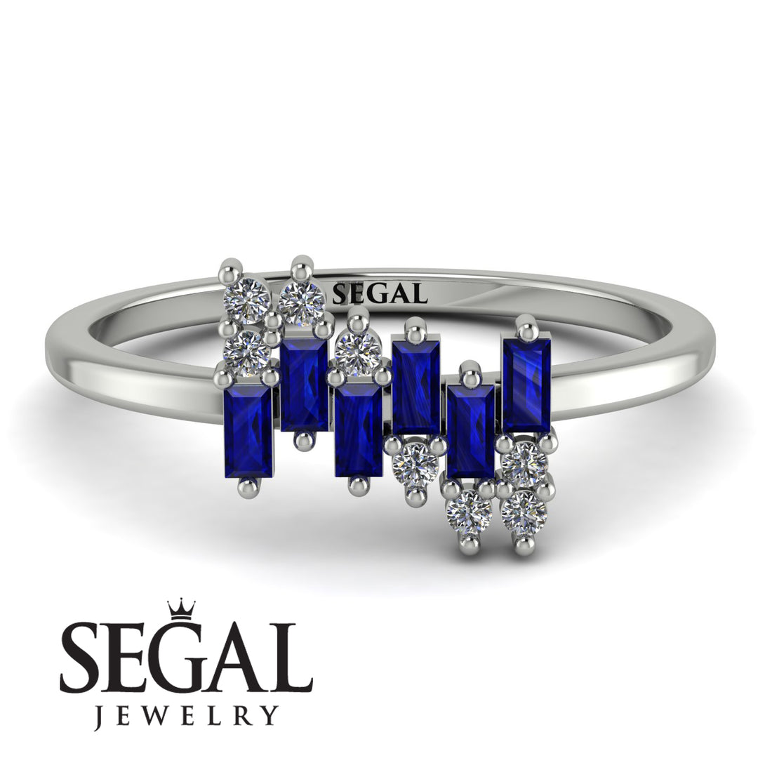 Baguette And Round Sapphire Band - Daniela No. 15