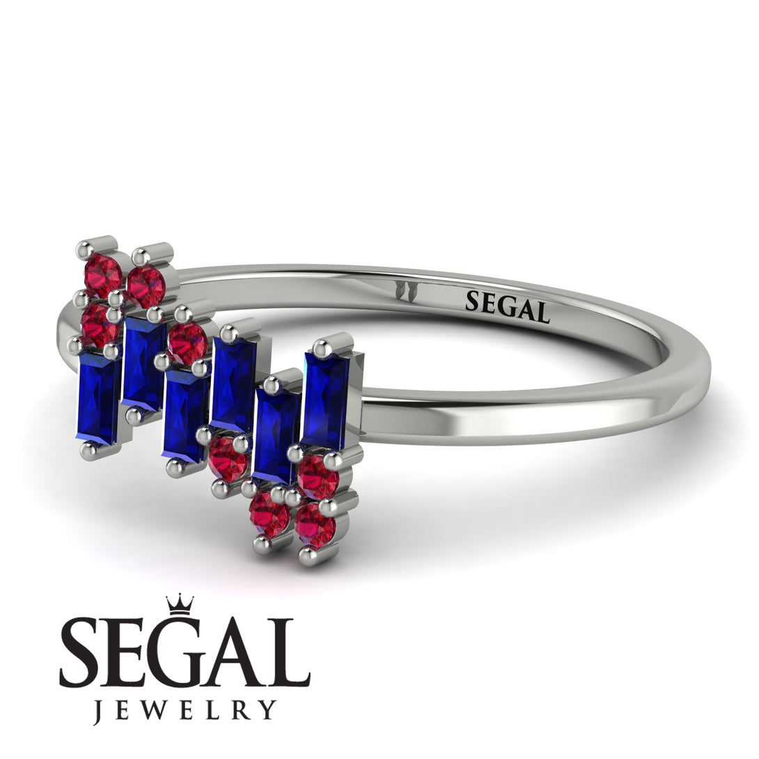 Baguette And Round Sapphire Band - Daniela No. 60