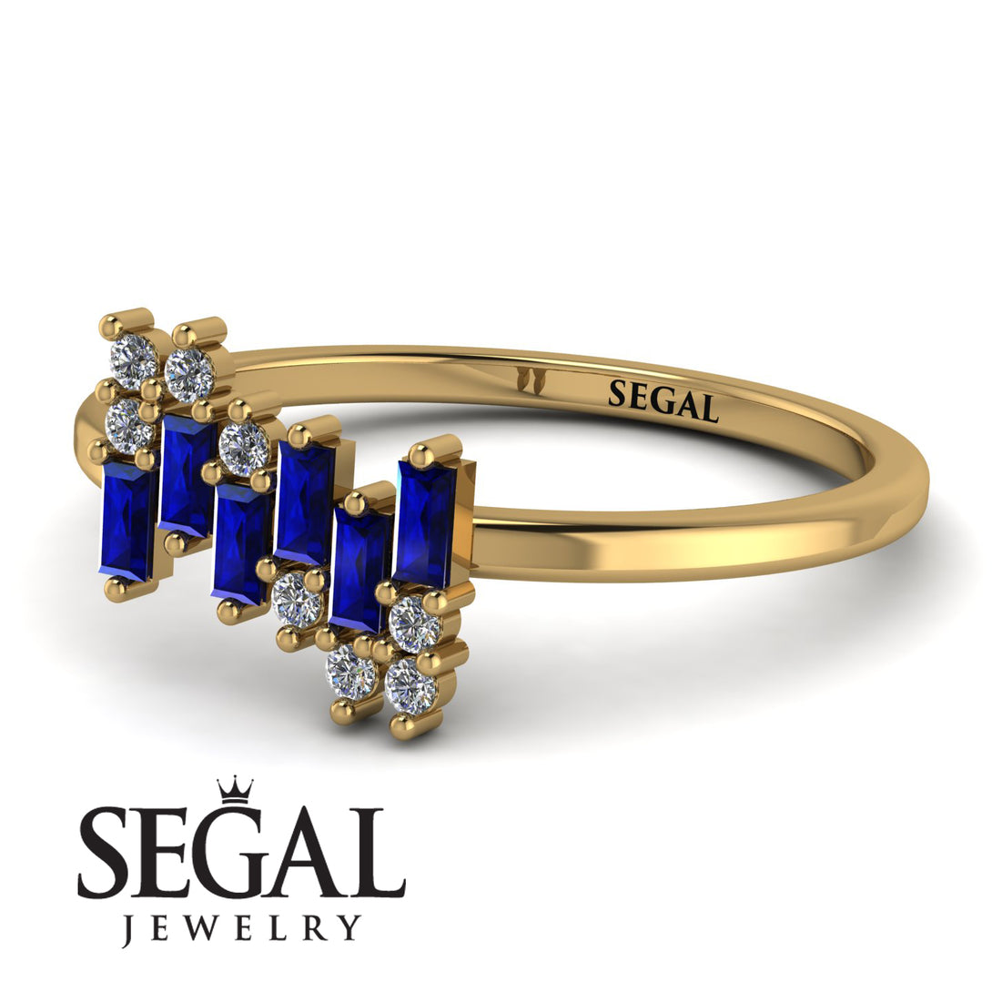 Baguette And Round Sapphire Band - Daniela No. 13