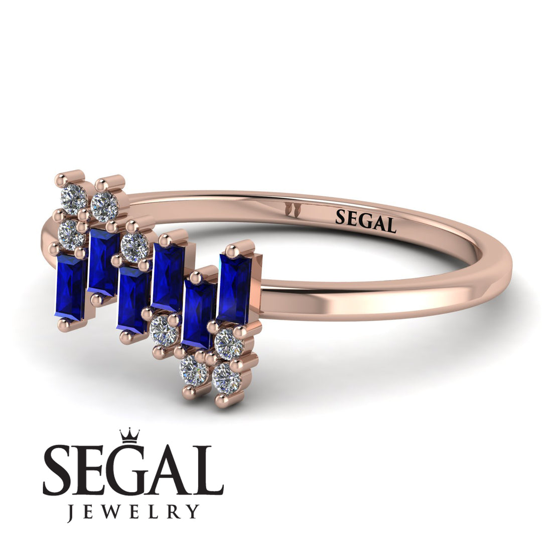 Baguette And Round Sapphire Band - Daniela No. 14