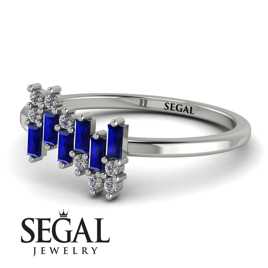 Baguette And Round Sapphire Band - Daniela No. 15