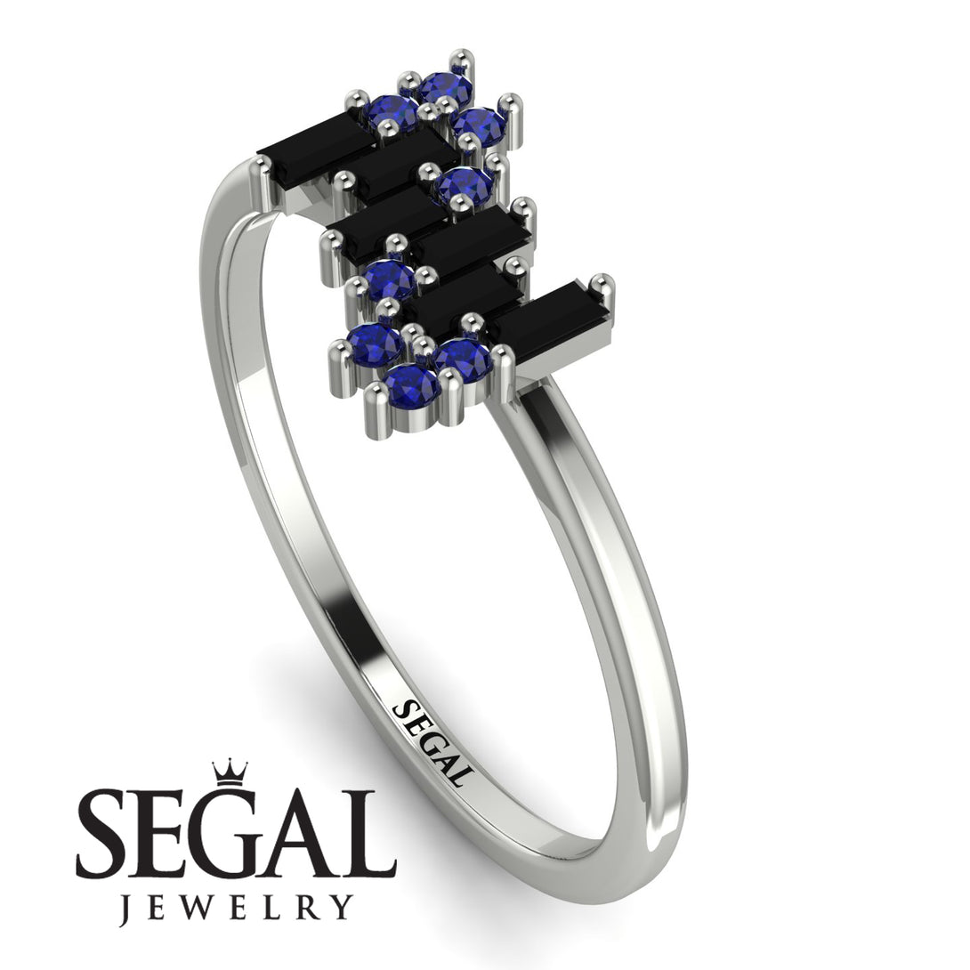 Baguette And Round Black Diamond Band - Daniela No. 69