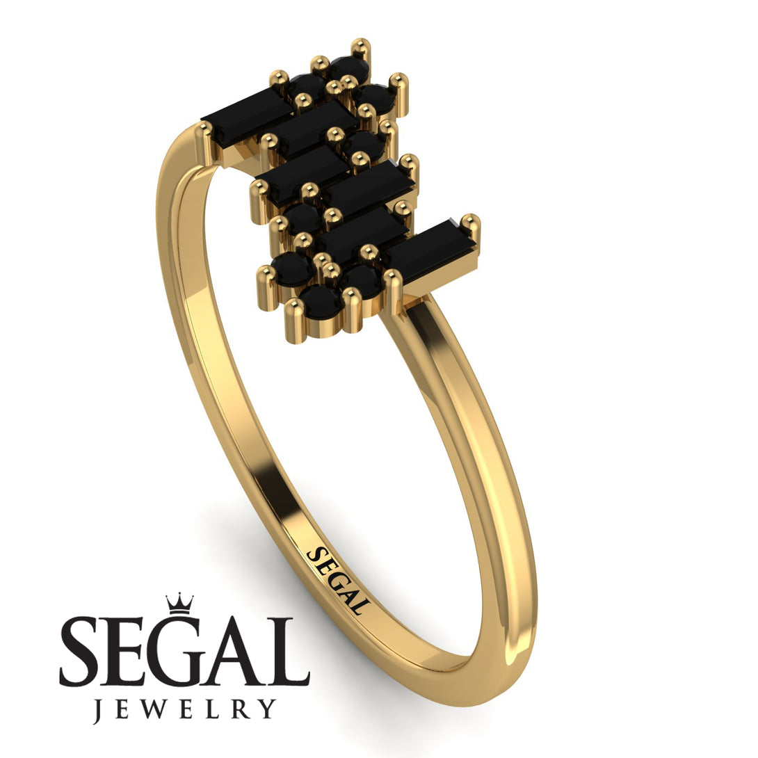 Baguette And Round Black Diamond Band - Daniela No. 37
