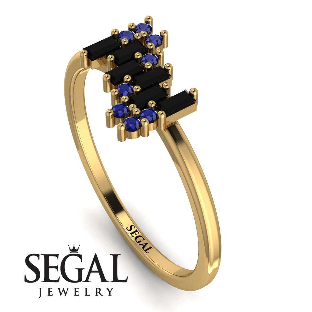 Baguette And Round Black Diamond Band - Daniela No. 67