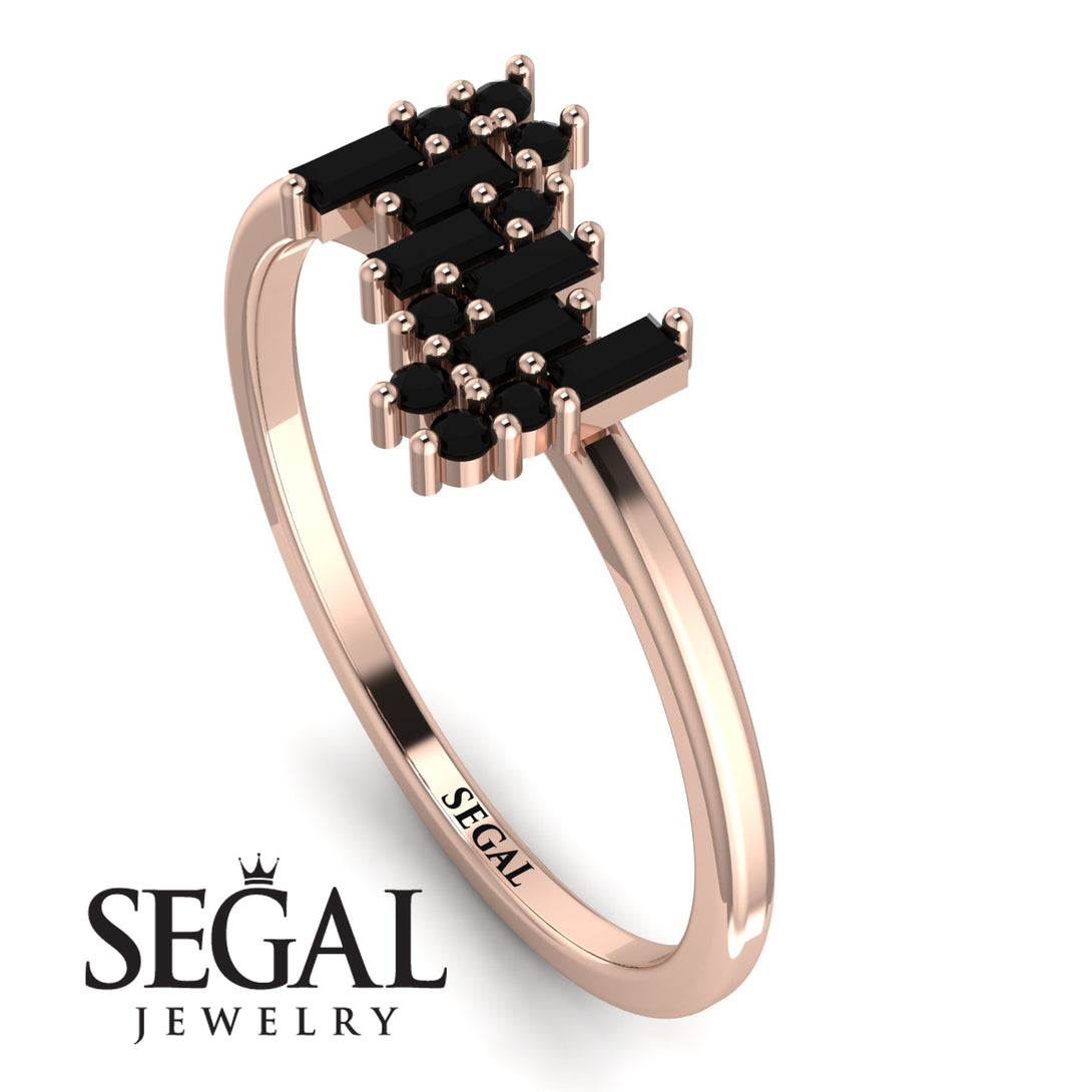Baguette And Round Black Diamond Band - Daniela No. 38