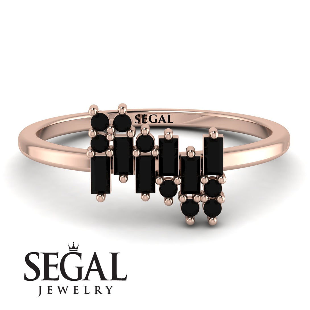 Baguette And Round Black Diamond Band - Daniela No. 38