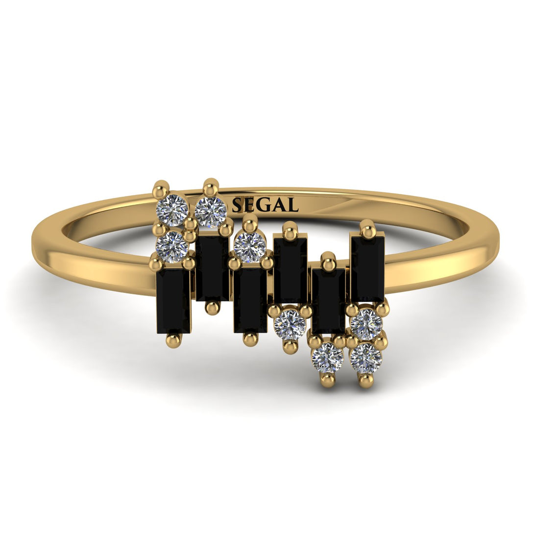 Baguette And Round Black Diamond Band - Daniela No. 7