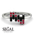 Baguette And Round Black Diamond Band - Daniela No. 54