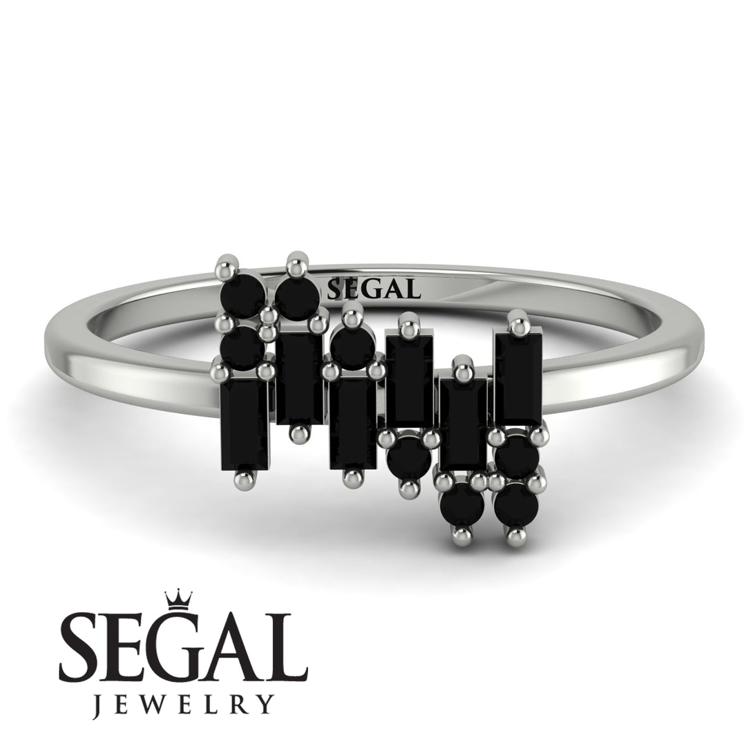 Baguette And Round Black Diamond Band - Daniela No. 39