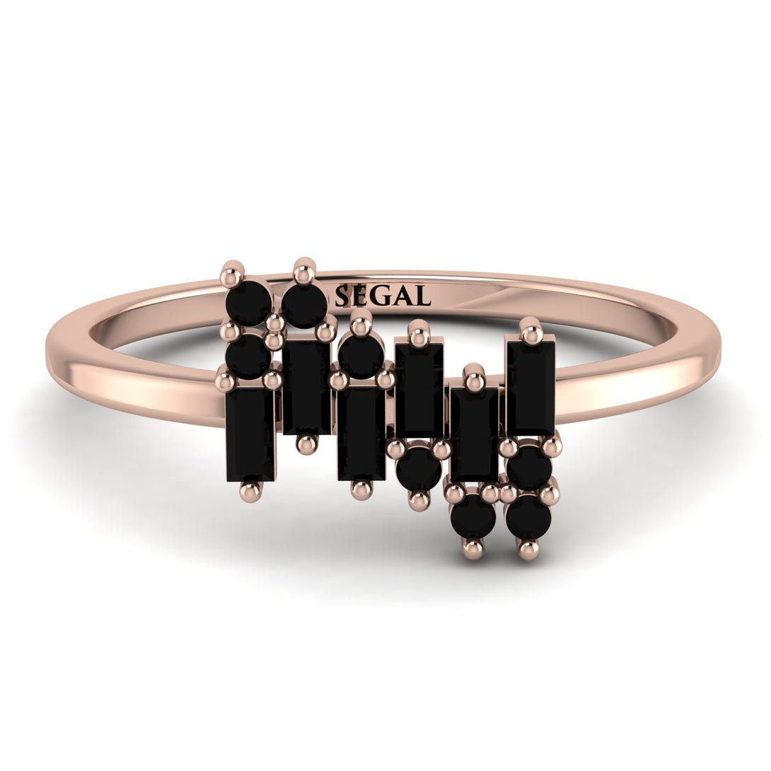 Baguette And Round Black Diamond Band - Daniela No. 38