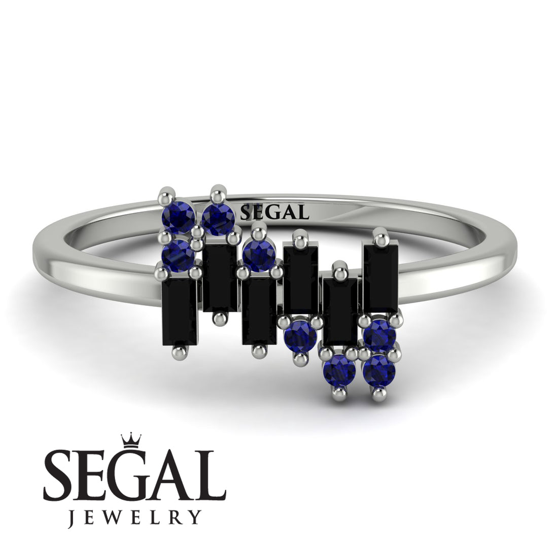 Baguette And Round Black Diamond Band - Daniela No. 69