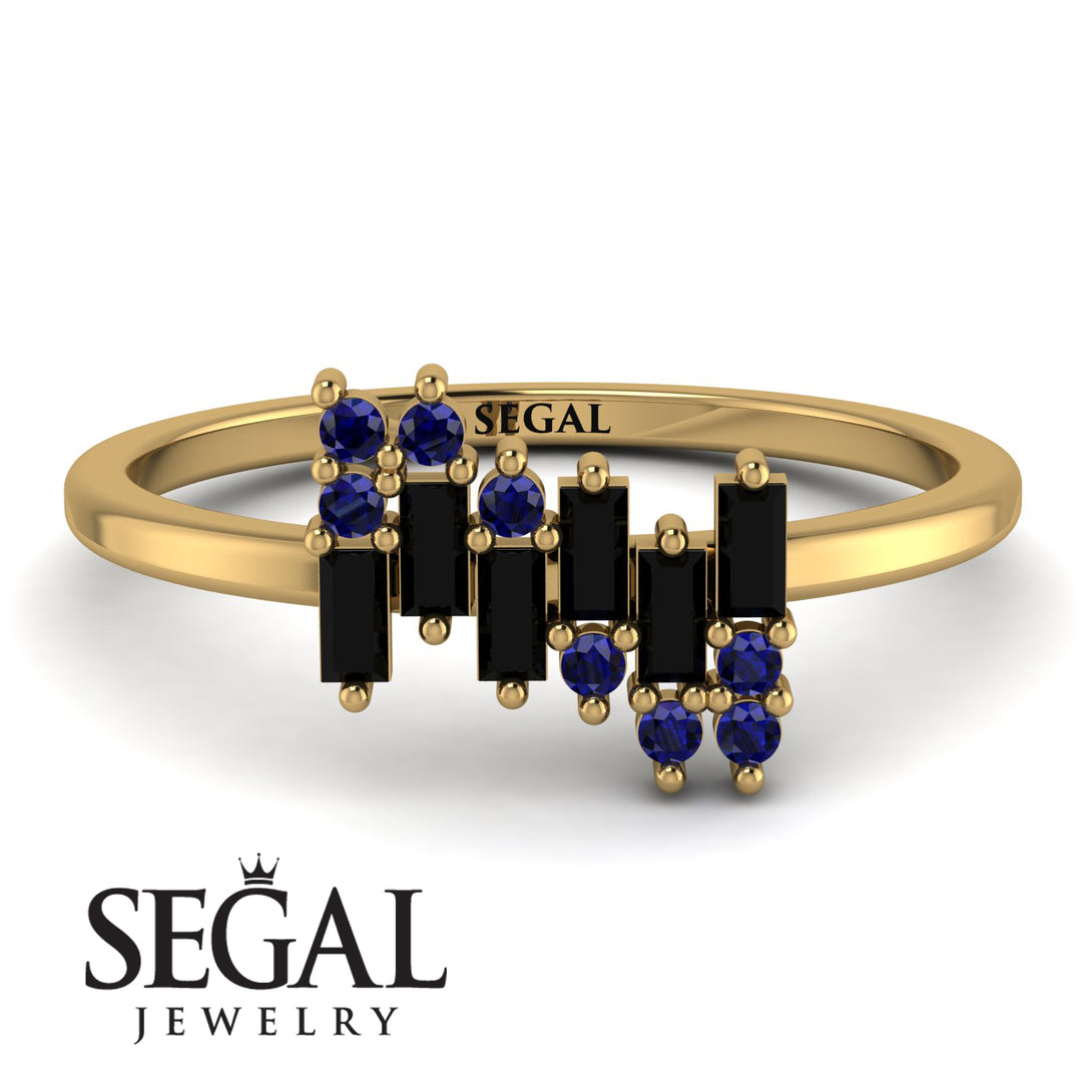 Baguette And Round Black Diamond Band - Daniela No. 67