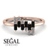 Baguette And Round Black Diamond Band - Daniela No. 8