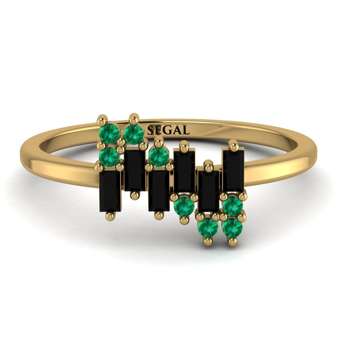 Baguette And Round Black Diamond Band - Daniela No. 22