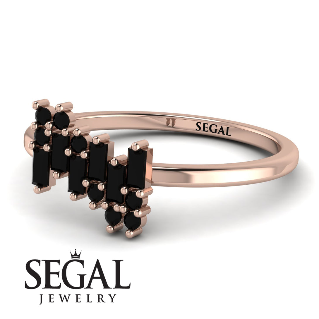Baguette And Round Black Diamond Band - Daniela No. 38