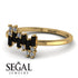 Baguette And Round Black Diamond Band - Daniela No. 7