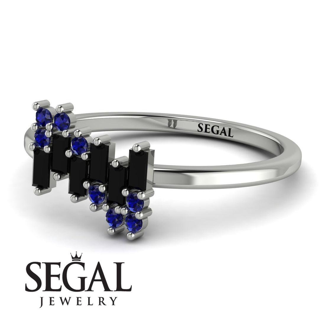 Baguette And Round Black Diamond Band - Daniela No. 69