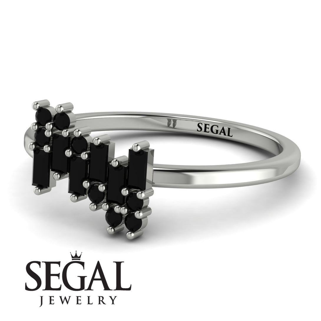 Baguette And Round Black Diamond Band - Daniela No. 39