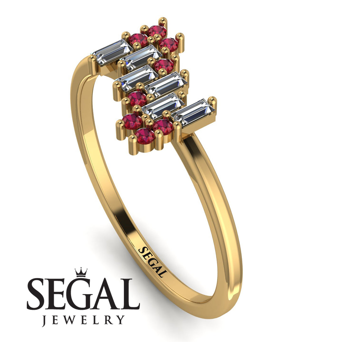 Baguette And Round Diamond Band - Daniela No. 46