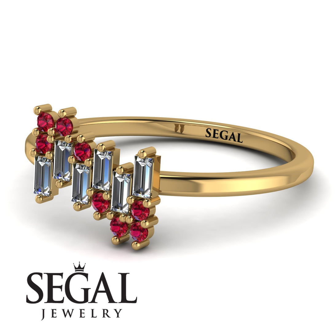Baguette And Round Diamond Band - Daniela No. 46