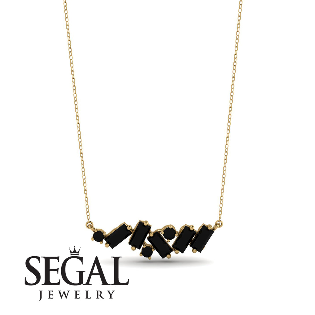 Baguette Black Diamond Necklace - Arielle No. 37