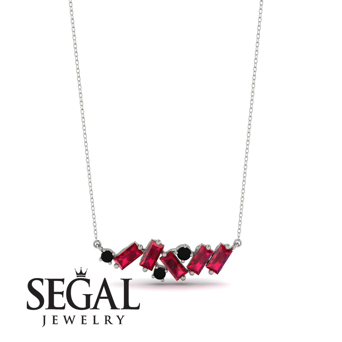 Baguette Black Diamond Necklace - Arielle No. 54