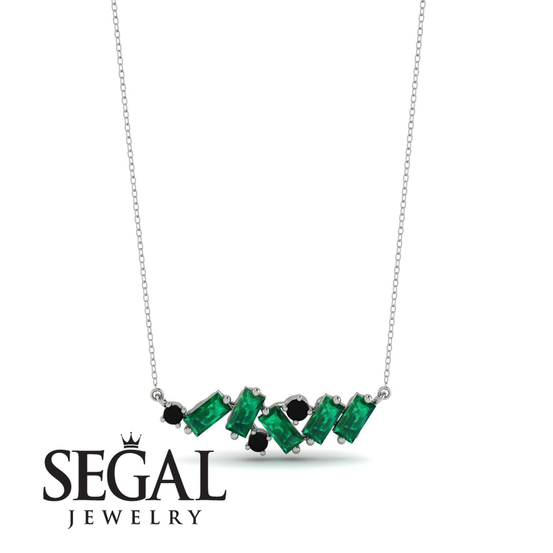 Baguette Black Diamond Necklace - Arielle No. 24
