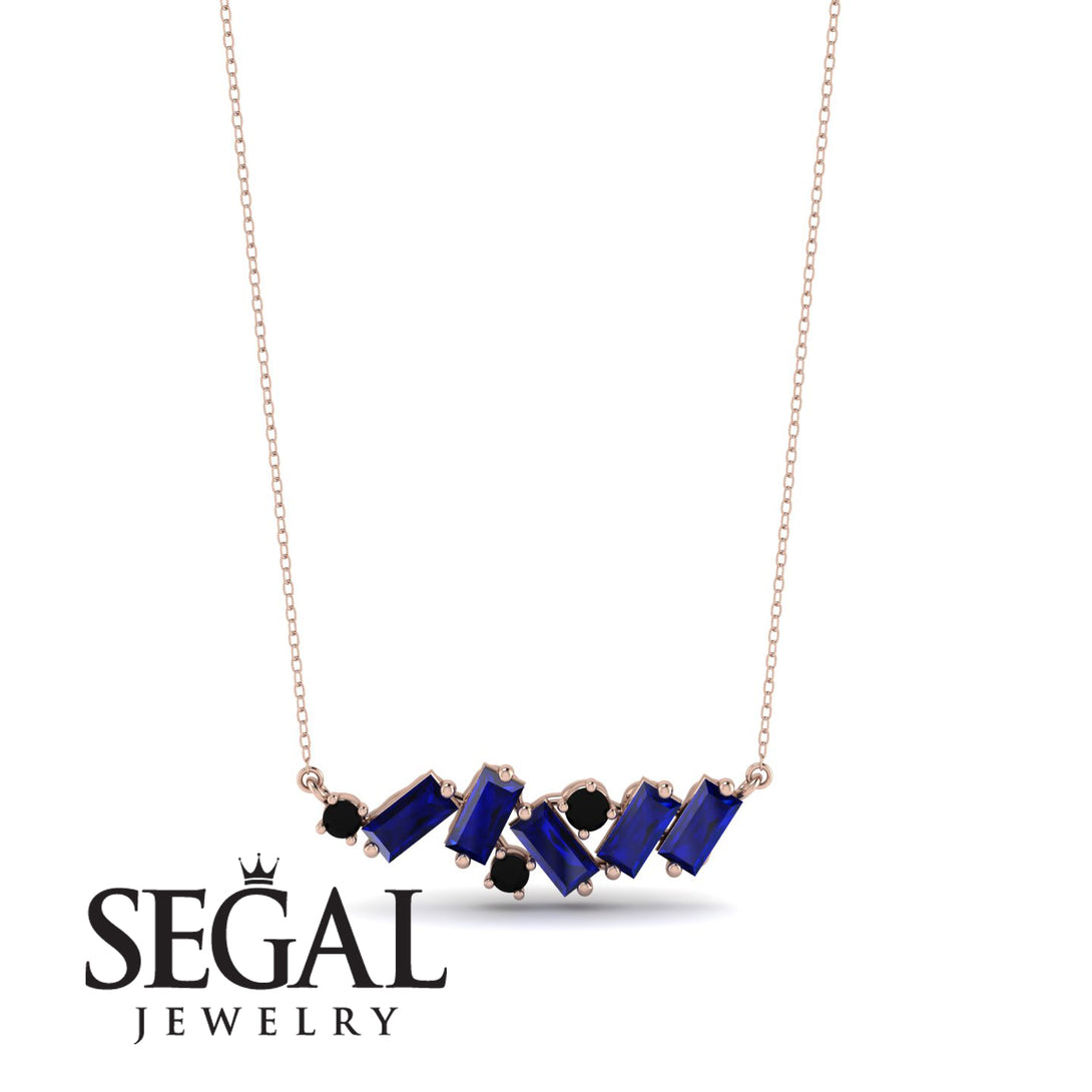 Baguette Black Diamond Necklace - Arielle No. 68
