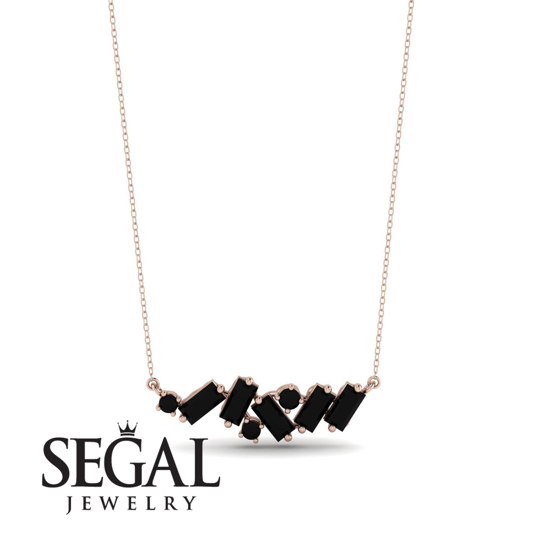 Baguette Black Diamond Necklace - Arielle No. 38