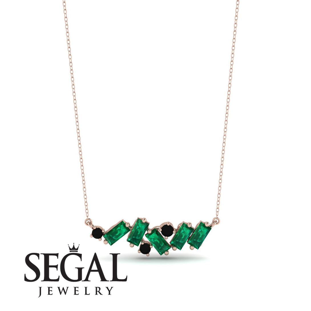 Baguette Black Diamond Necklace - Arielle No. 23