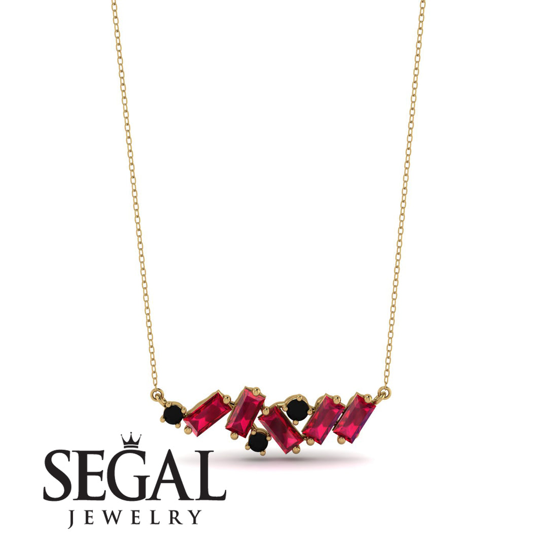 Baguette Black Diamond Necklace - Arielle No. 52