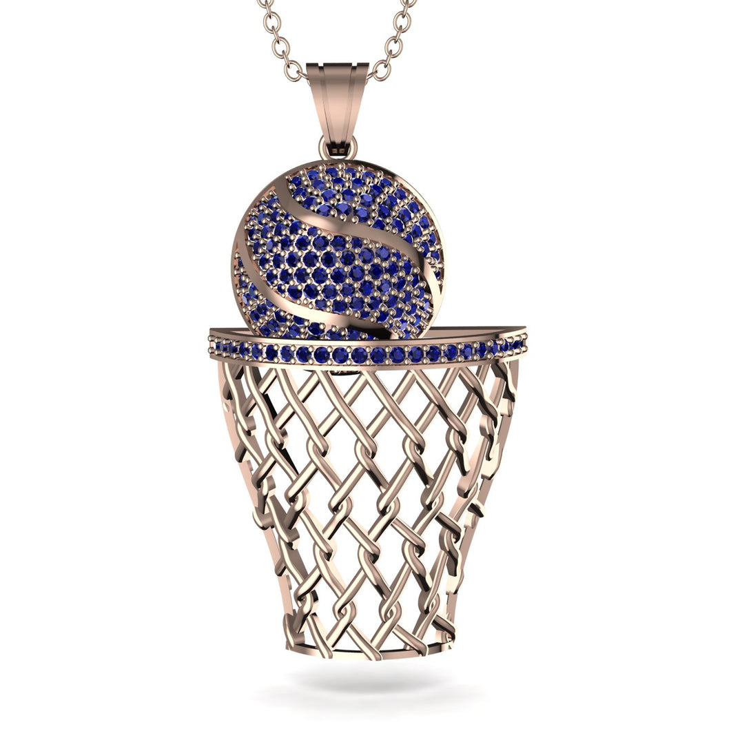 Basketball Sapphire Necklace For Men - Kyle No. 14