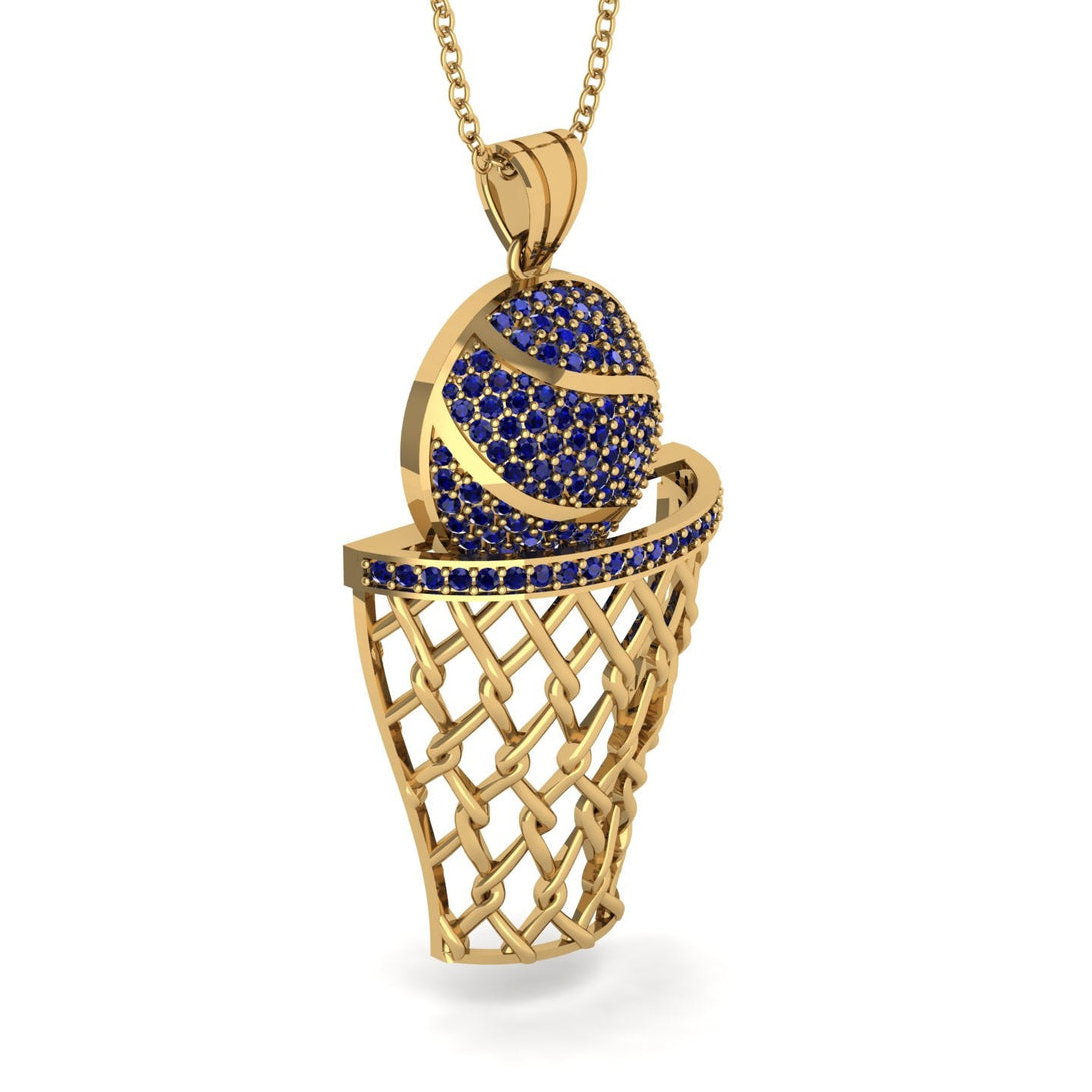 Basketball Sapphire Necklace For Men - Kyle No. 13
